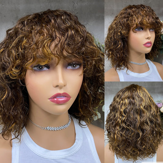 Special Color Virgin Hair Water Wave Bob Wig