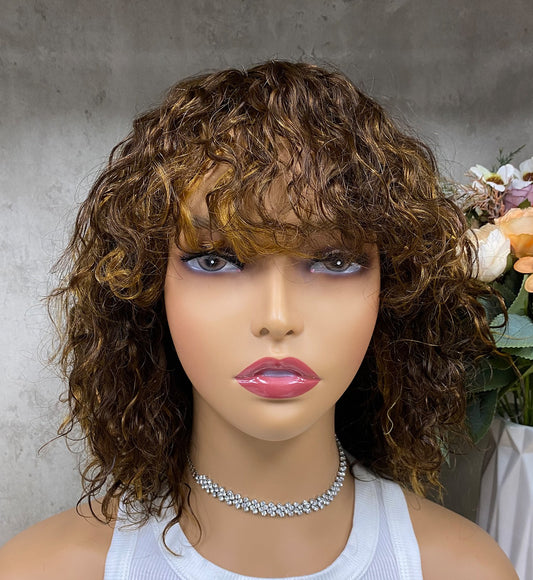 Special Color Virgin Hair Water Wave Bob Wig