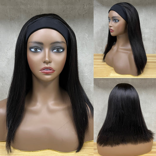 Nature Remy Human Hair Straight Headband Wig