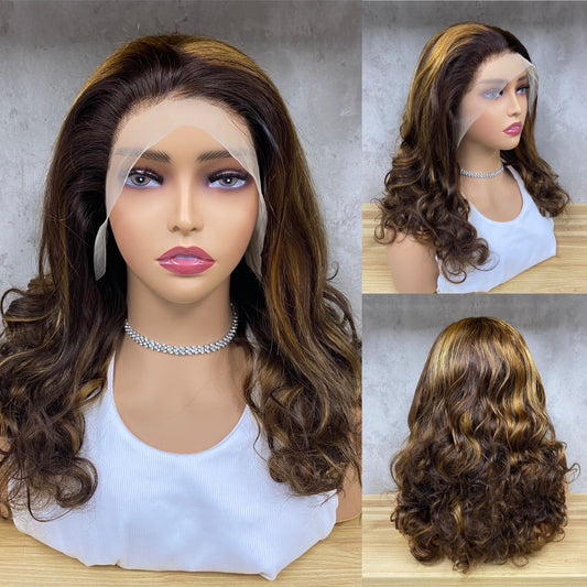 Special Texture 13x4 Lace Remy Human Hair Bouncy Curly Wigs